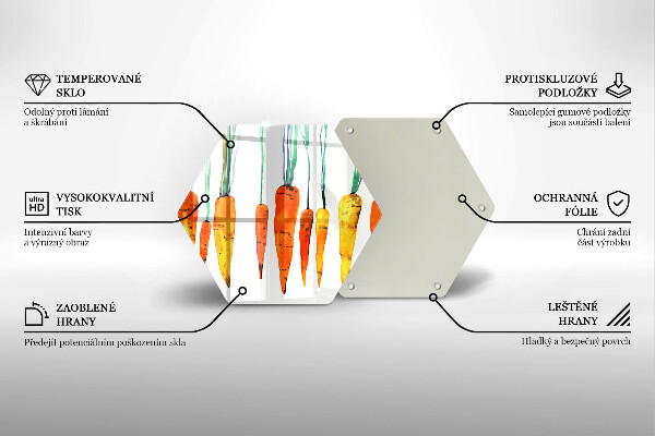 Skleněná krájecí deska Mrkev ilustrace