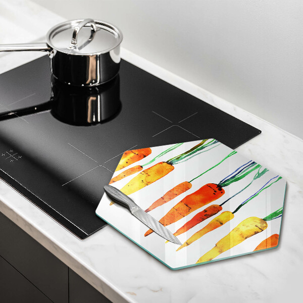 Skleněná krájecí deska Mrkev ilustrace