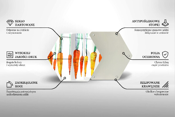 Skleněná krájecí deska Mrkev ilustrace