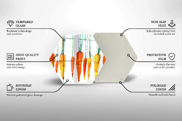 Skleněná krájecí deska Mrkev ilustrace