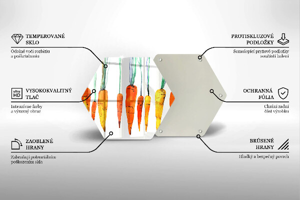 Skleněná krájecí deska Mrkev ilustrace