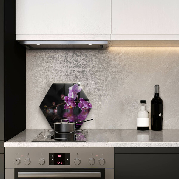 Skleněná deska do kuchyně Orchidejová zenová voda