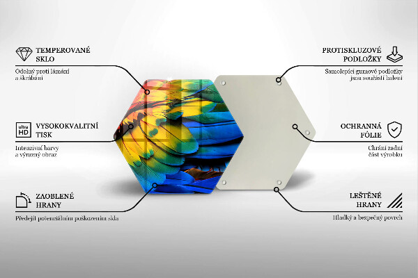 Skleněná krájecí deska Barevné papouščí peří