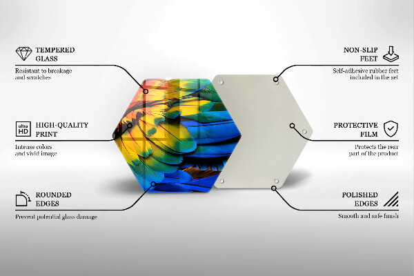 Skleněná krájecí deska Barevné papouščí peří