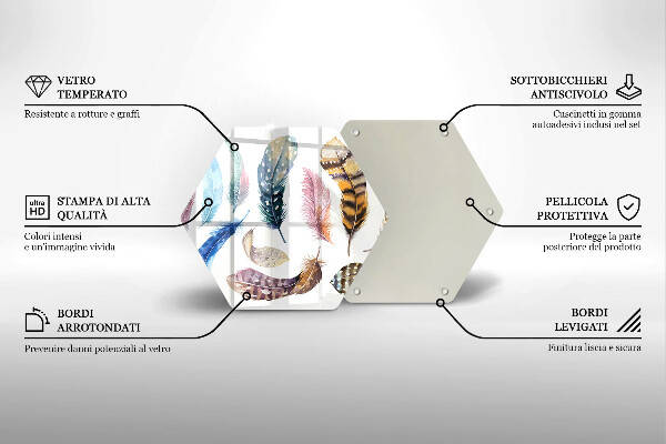 Skleněná deska do kuchyně Barevné ptačí peří
