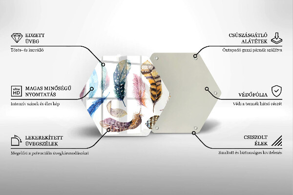Skleněná deska do kuchyně Barevné ptačí peří
