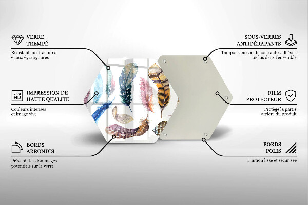 Skleněná deska do kuchyně Barevné ptačí peří
