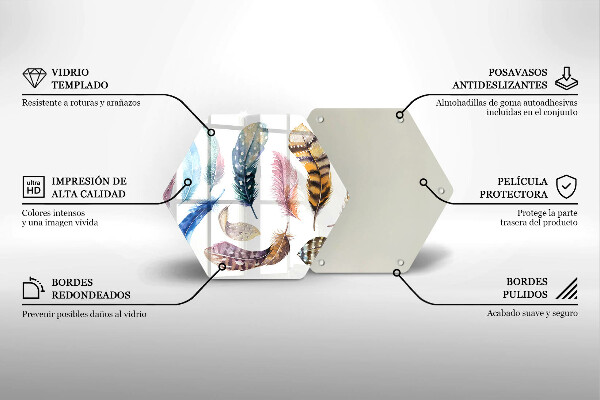 Skleněná deska do kuchyně Barevné ptačí peří
