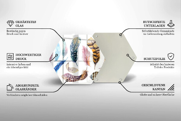 Skleněná deska do kuchyně Barevné ptačí peří