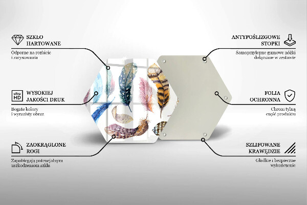 Skleněná deska do kuchyně Barevné ptačí peří