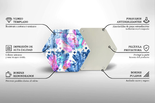 Skleněná deska do kuchyně Peří boho ilustrace