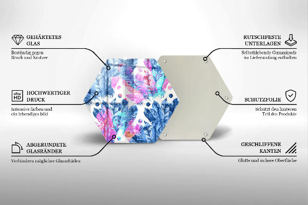 Skleněná deska do kuchyně Peří boho ilustrace