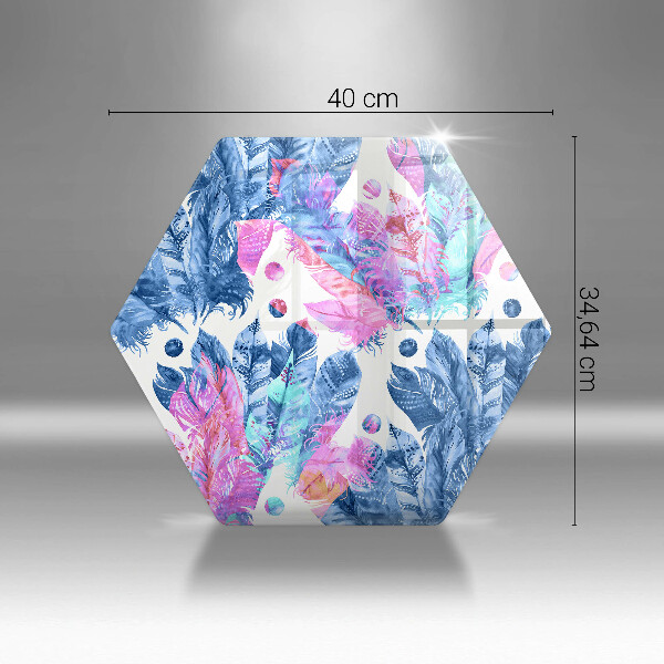 Skleněná deska do kuchyně Peří boho ilustrace