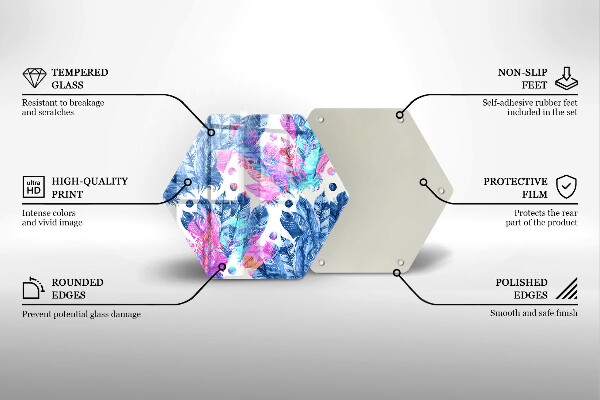 Skleněná deska do kuchyně Peří boho ilustrace