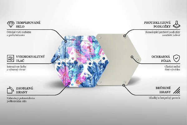 Skleněná deska do kuchyně Peří boho ilustrace