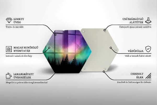 Skleněná deska do kuchyně Aurora borealis a les