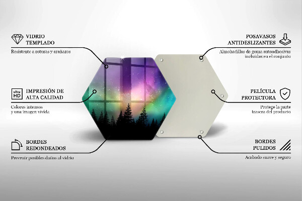 Skleněná deska do kuchyně Aurora borealis a les