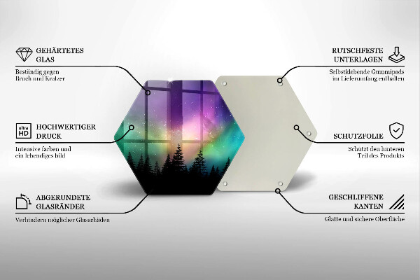 Skleněná deska do kuchyně Aurora borealis a les