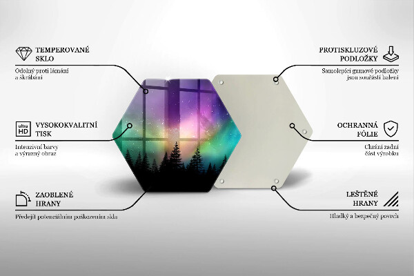 Skleněná deska do kuchyně Aurora borealis a les
