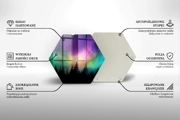 Skleněná deska do kuchyně Aurora borealis a les