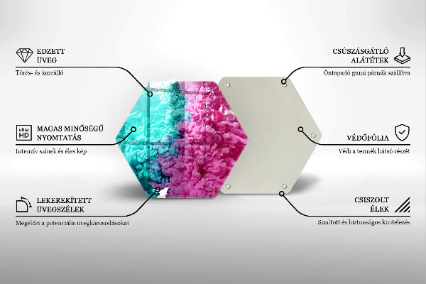 Skleněná deska do kuchyně Tyrkysově růžový kouř