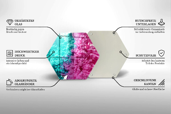 Skleněná deska do kuchyně Tyrkysově růžový kouř