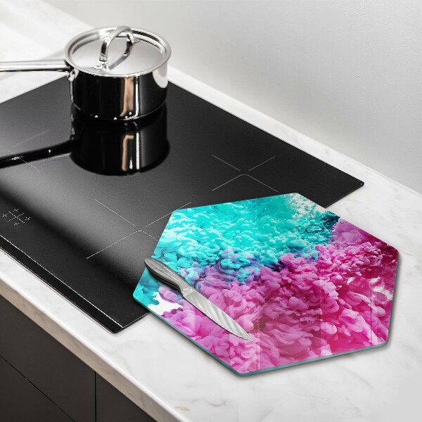 Skleněná deska do kuchyně Tyrkysově růžový kouř