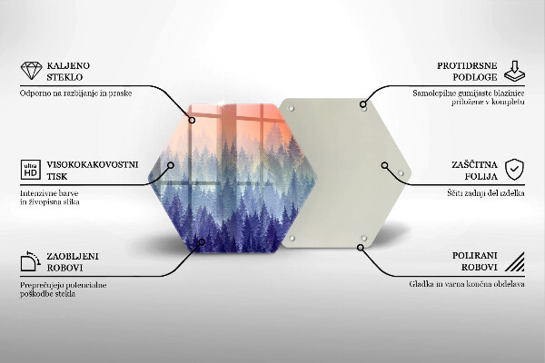 Skleněné krájecí prkénko Les při západu slunce