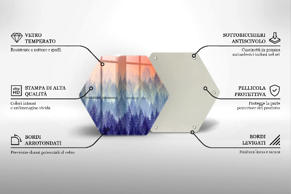 Skleněné krájecí prkénko Les při západu slunce