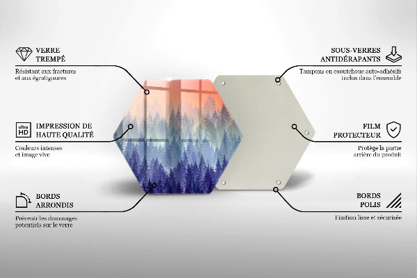 Skleněné krájecí prkénko Les při západu slunce