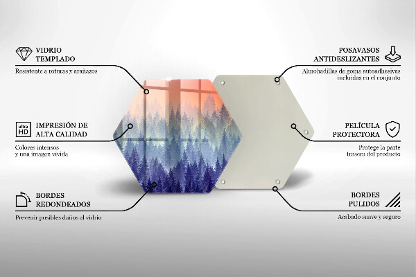 Skleněné krájecí prkénko Les při západu slunce