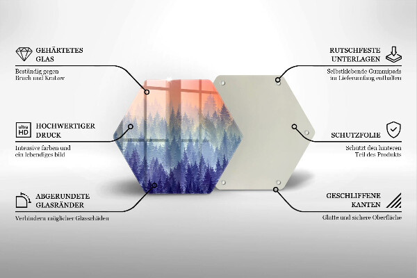 Skleněné krájecí prkénko Les při západu slunce