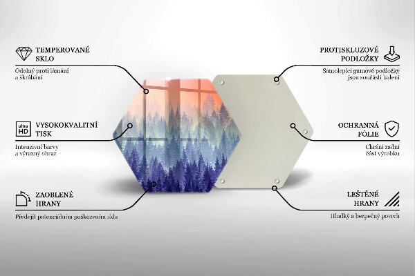 Skleněné krájecí prkénko Les při západu slunce