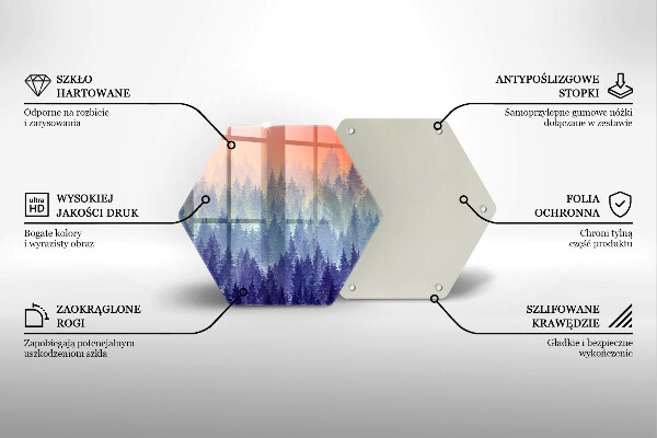 Skleněné krájecí prkénko Les při západu slunce