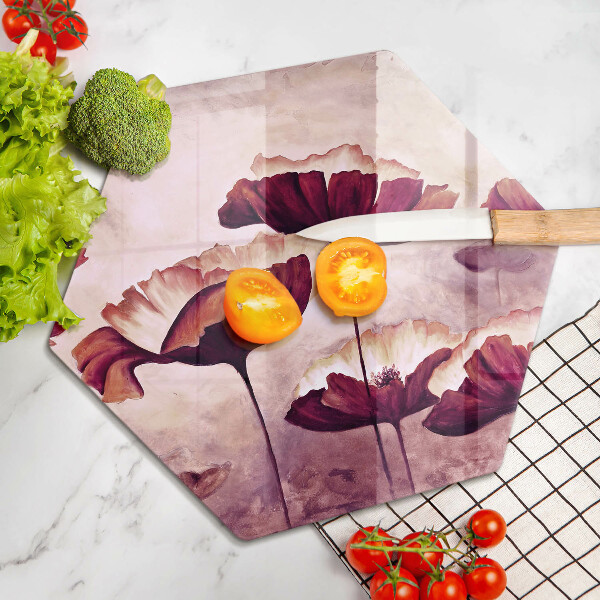 Skleněné krájecí prkénko Malování květin