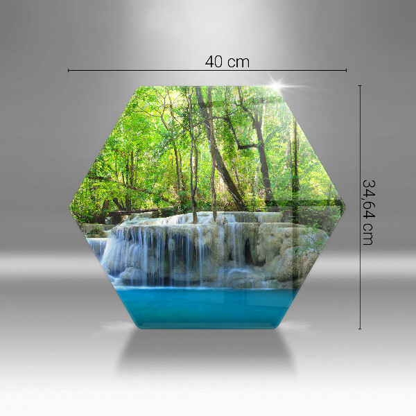 Skleněná deska do kuchyně Vodopád v lese
