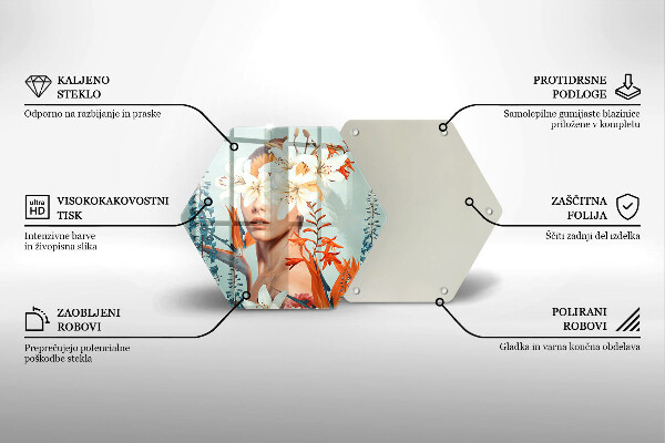 Skleněná deska do kuchyně Žena v květinách