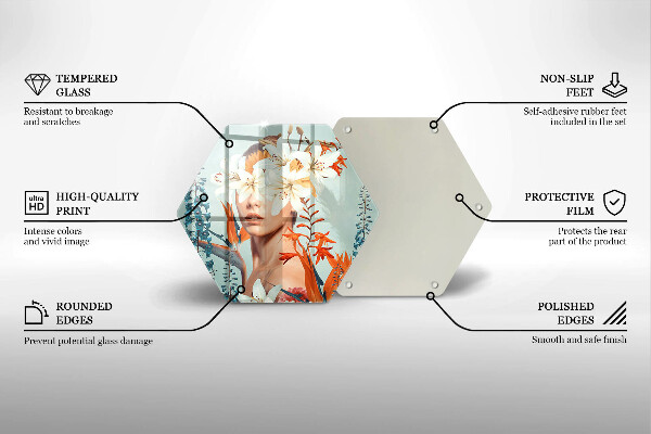 Skleněná deska do kuchyně Žena v květinách