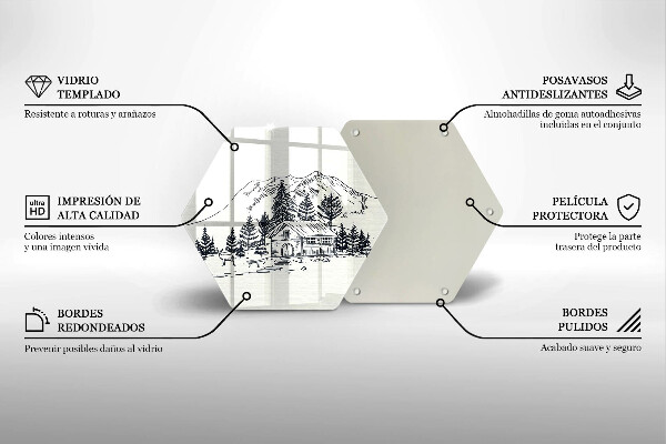 Skleněná deska do kuchyně Kresba chaty v horách