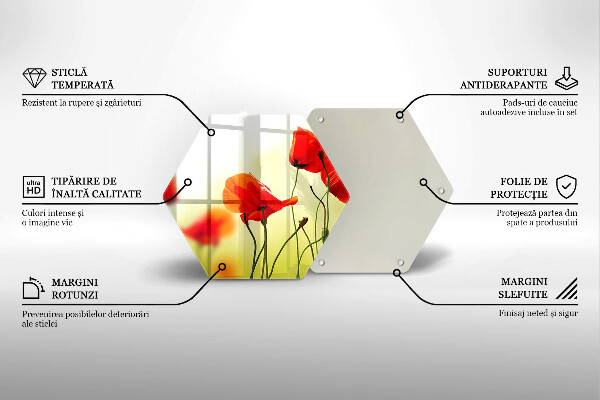 Skleněná deska do kuchyně Květy červeného máku