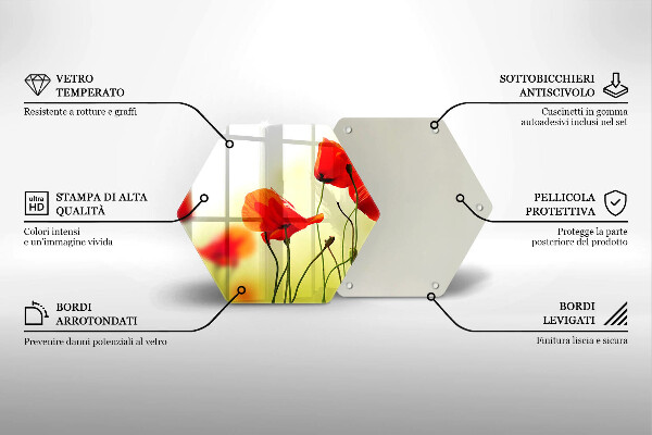 Skleněná deska do kuchyně Květy červeného máku