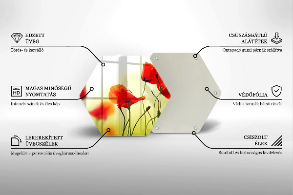 Skleněná deska do kuchyně Květy červeného máku