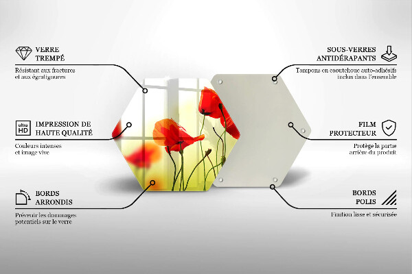 Skleněná deska do kuchyně Květy červeného máku