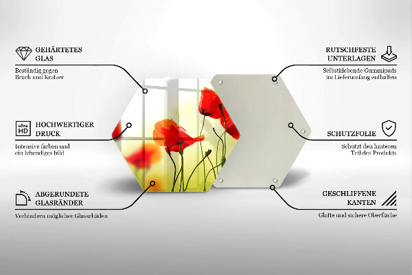 Skleněná deska do kuchyně Květy červeného máku