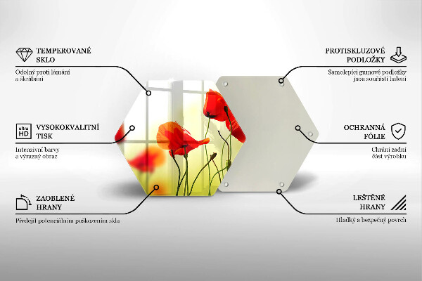 Skleněná deska do kuchyně Květy červeného máku