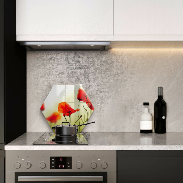 Skleněná deska do kuchyně Květy červeného máku