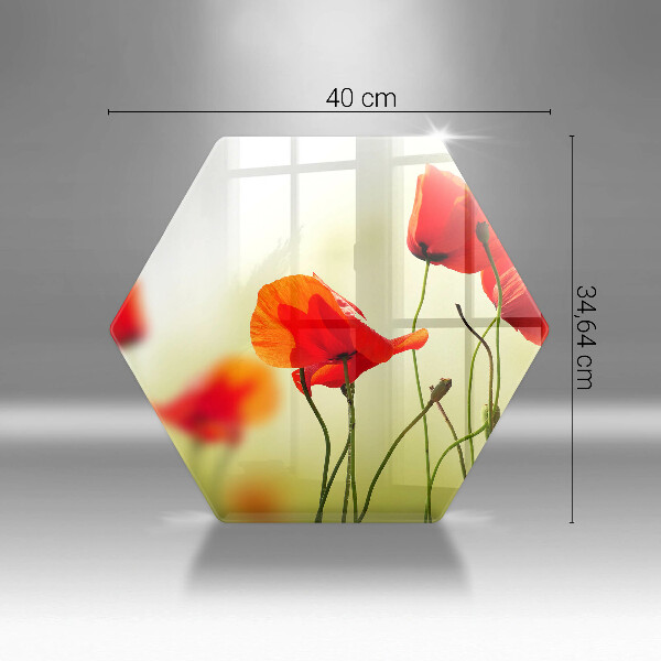 Skleněná deska do kuchyně Květy červeného máku