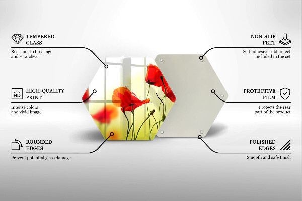 Skleněná deska do kuchyně Květy červeného máku