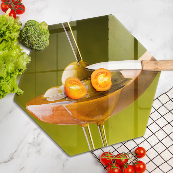 Skleněná deska do kuchyně Olivový olej a olivy