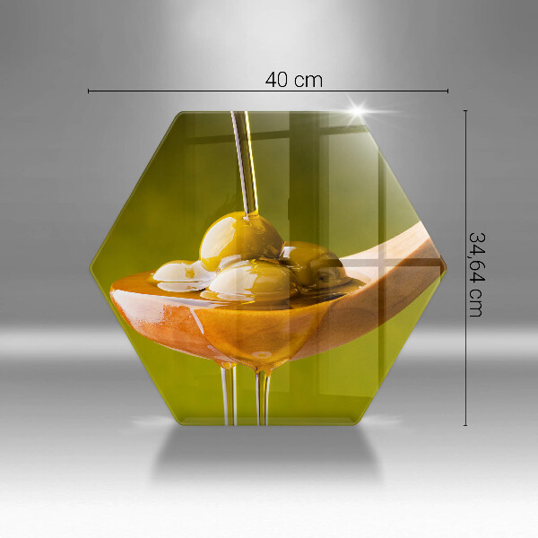 Skleněná deska do kuchyně Olivový olej a olivy